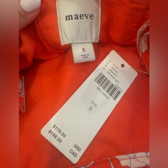 ANTHROPOLOGIE MAEVE Sleeveless Square-Neck Drop-Waist Midi Dress Red Floral S - Picture 6 of 9